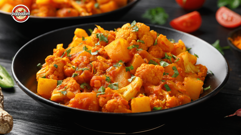 Delicious Aalu Gobi at poppadom 